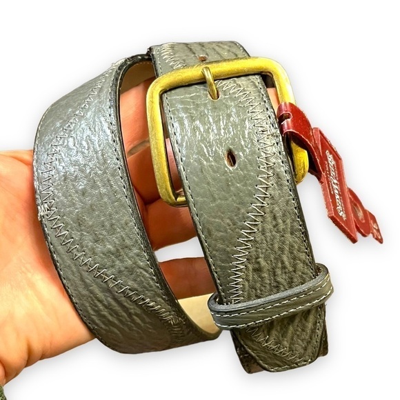 Nocona Belt Makers Collection Leather Belt Textured Curvy Top Stitching Size 32 - Picture 3 of 8